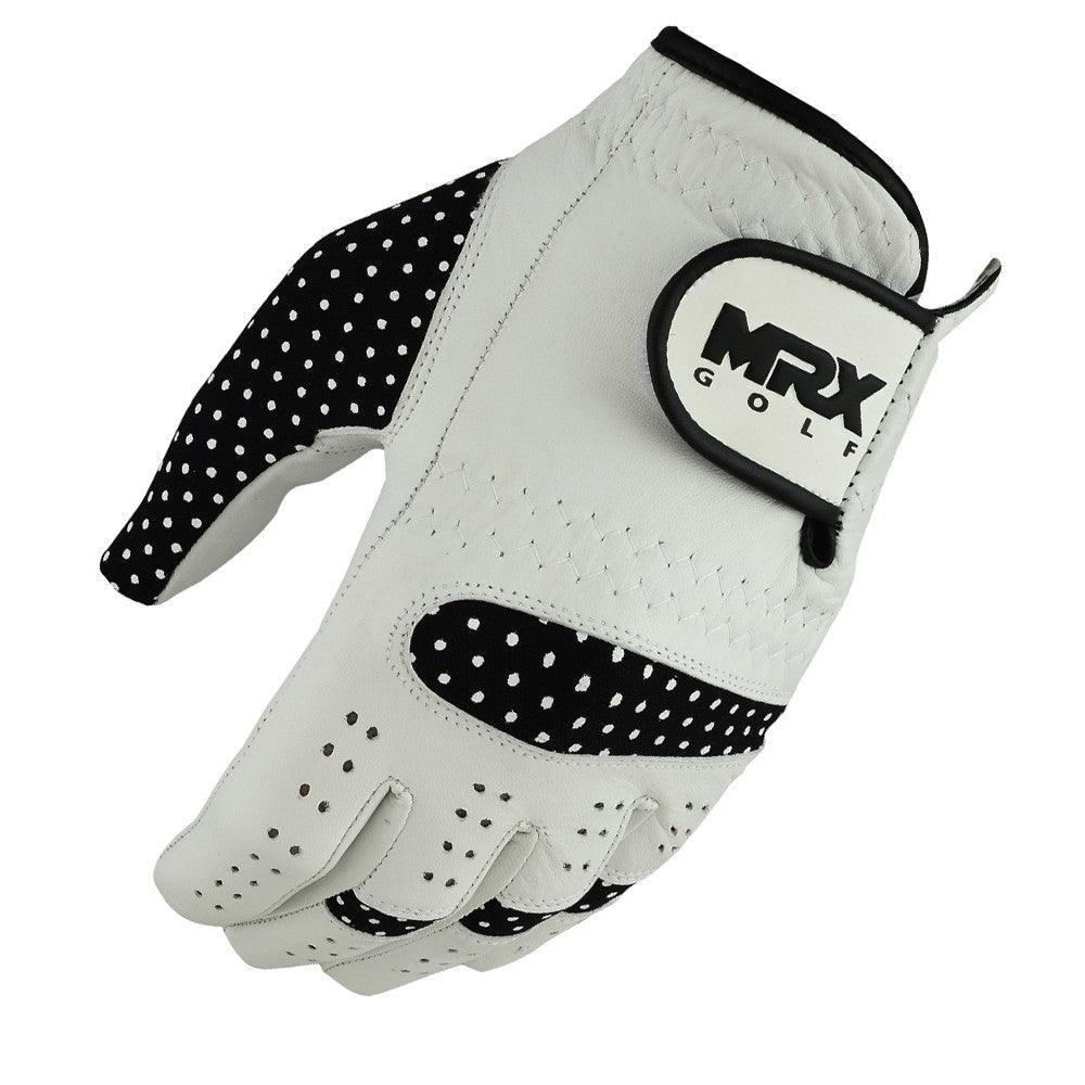 New Women Golf Gloves Cabretta Leather White Black - MRX Products 
