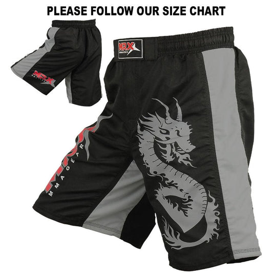 MRX Mma Men's Fight Shorts Pro Quality Grappling Short Black - Gray - MRX Products 