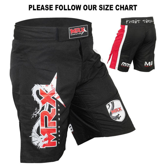 MRX Men's Mma Grappling Fight Shorts Mega Series Black Red 1108 - MRX Products 