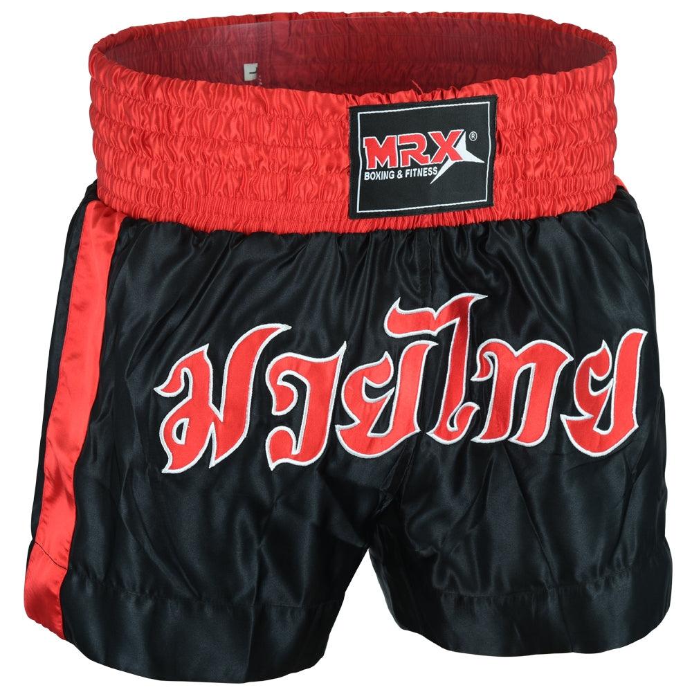 MRX Mens Boxing Shorts Fighting Shorts Black - Red -1304