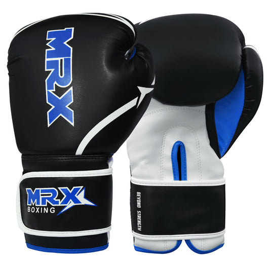 MRX Boxing Gloves Fighting Training Adult Junior Black Blue 10oz