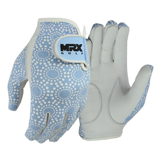 New Women's Golf Gloves Left Hand Cabretta Leather Sky Blue - MRX Products 