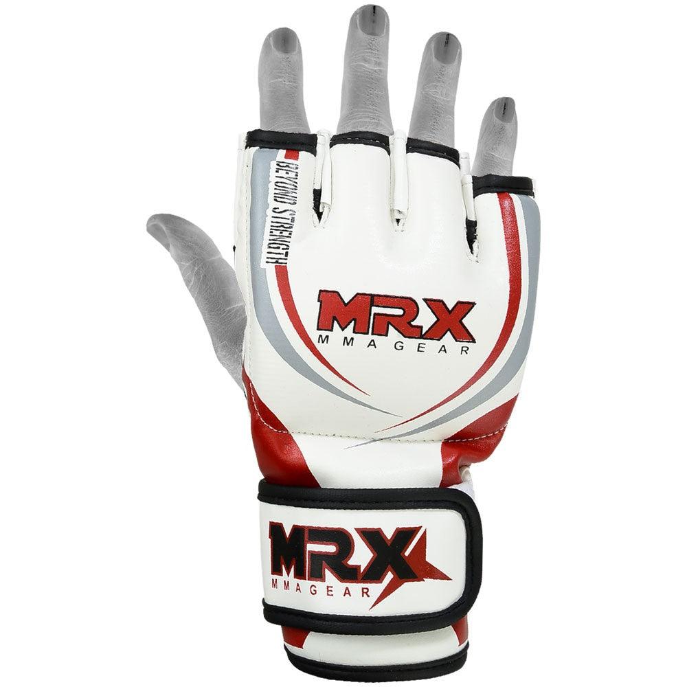MRX Mma Grappling Gloves White Red - MRX Products 