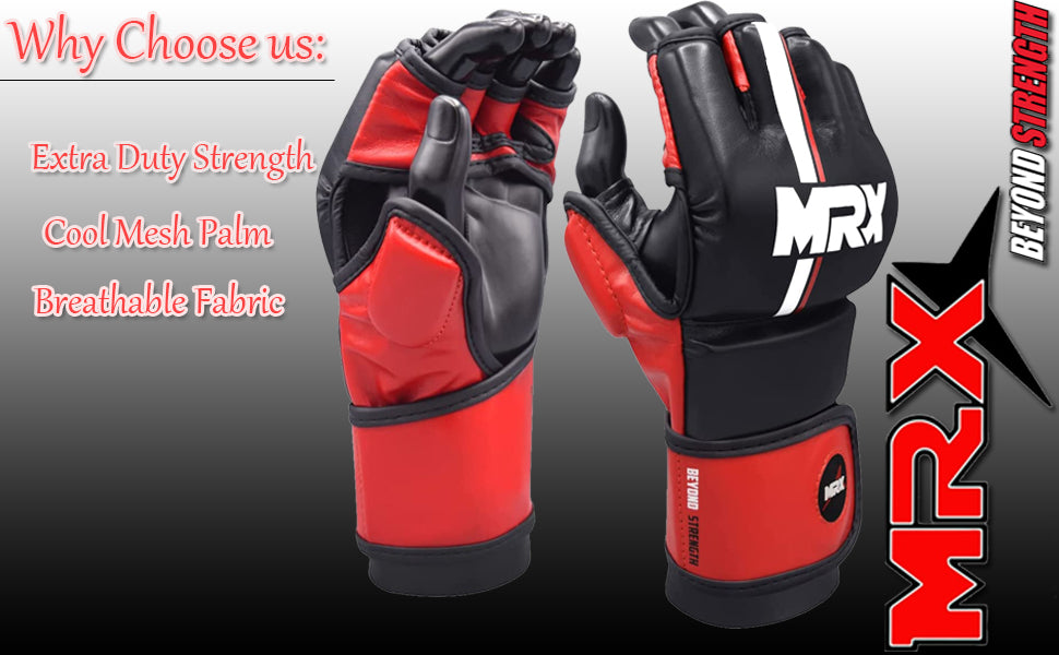 MRX MMA Mens Grappling Gloves with Thumb Protection for Fight Training