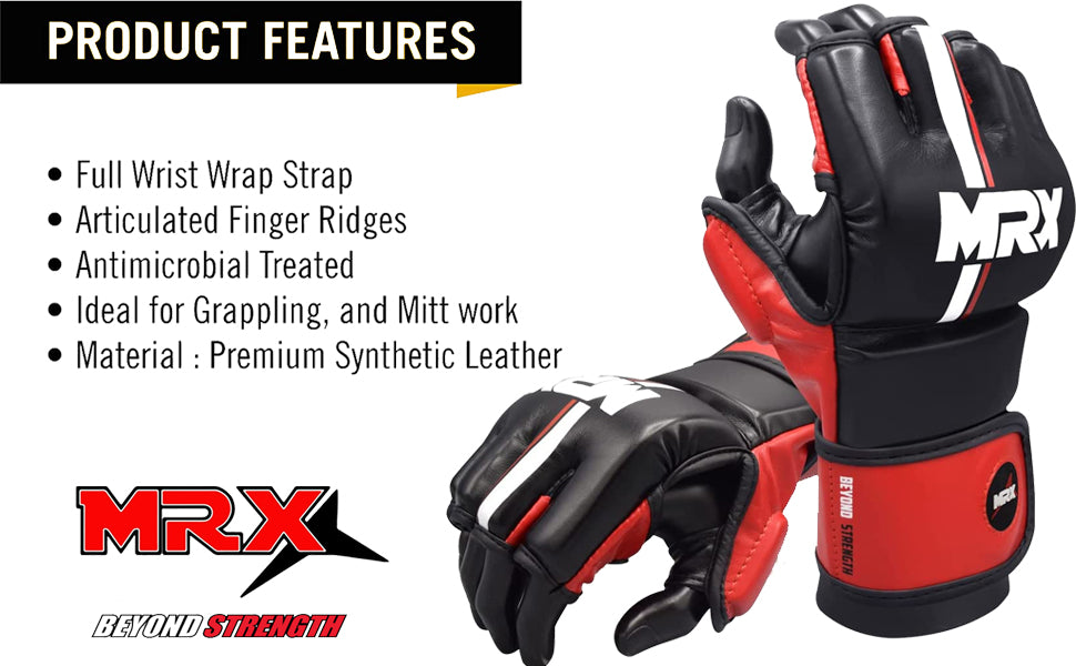 MRX MMA Mens Grappling Gloves with Thumb Protection for Fight Training