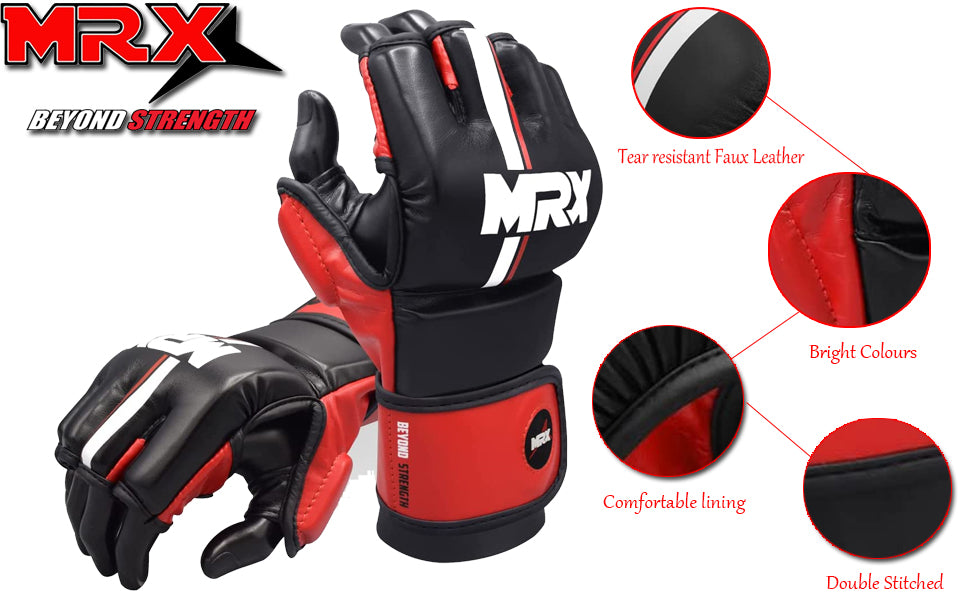 MRX MMA Mens Grappling Gloves with Thumb Protection for Fight Training