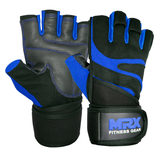 MRX Weightlifting Gloves Long Strap 2624-Blu-S