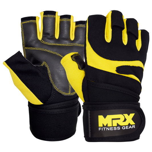 MRX Weightlifting Gloves Long Strap 2624-YLW-S