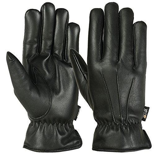 Mens Warm Winter Dress And Work Gloves, Thermal Lining, Genuine Black Leather - S / Black-3821 Mens Warm Winter Dress And Work Gloves, Thermal Lining, Genuine Black Leather - S / Black-3821