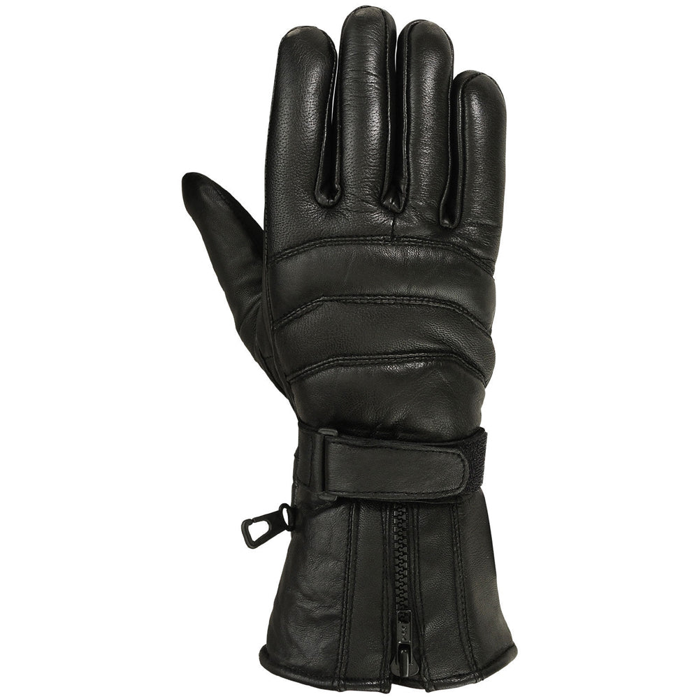 Mens Motorbike Gloves Cold Weather Motorcycle Riding Genuine Leather Black Glove-Black-XXL