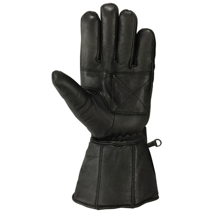 Mens Motorbike Gloves Cold Weather Motorcycle Riding Genuine Leather Black Glove-Black-XXL