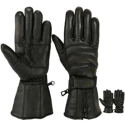 Mens Motorbike Gloves Cold Weather Motorcycle Riding Genuine Leather Black Glove