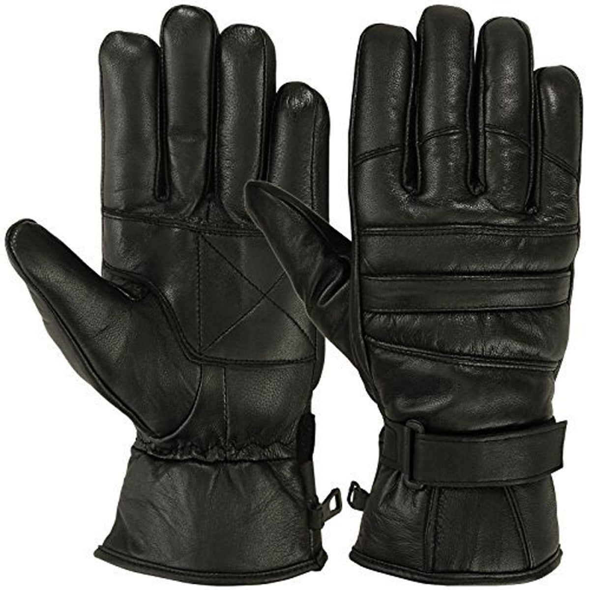 Mens Warm Winter Dress GLOVE Genuine Leather Motorcycle Gloves, Black
