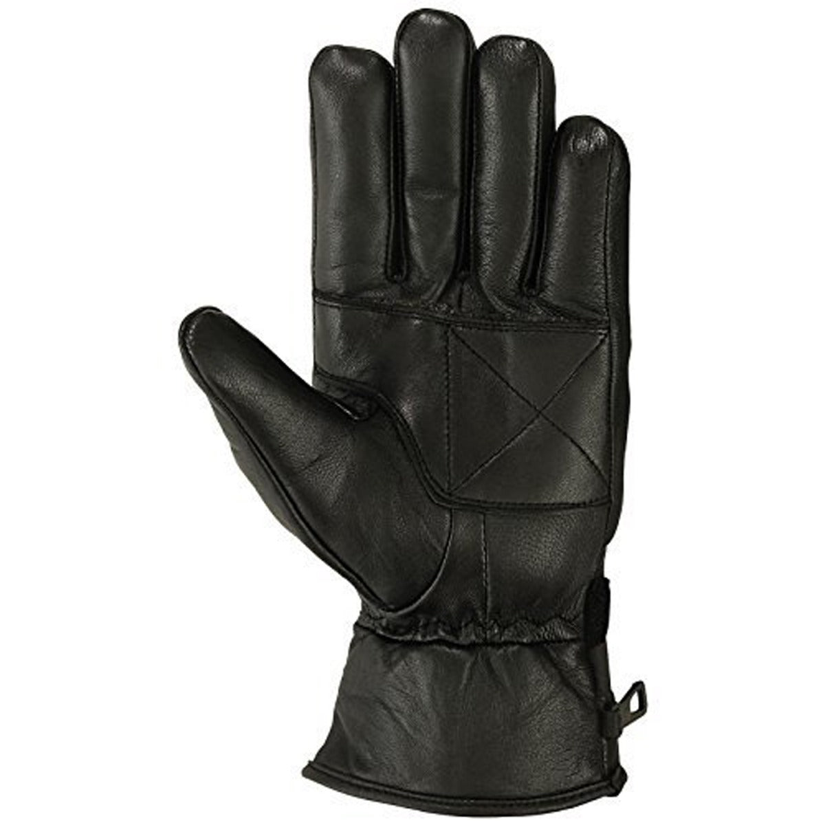 Mens Motorbike Gloves Cold Weather Motorcycle Riding Genuine Leather Black Glove-Black-Gray-M