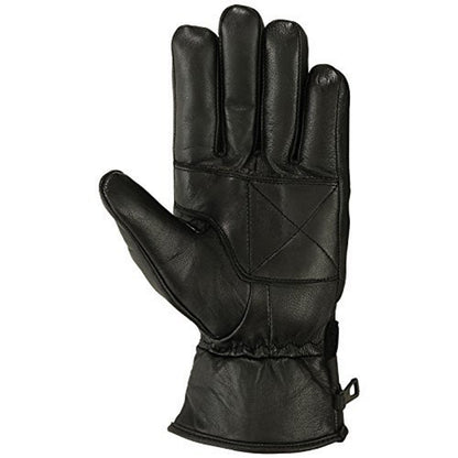 Mens Motorbike Gloves Cold Weather Motorcycle Riding Genuine Leather Black Glove-Black-Gray-L