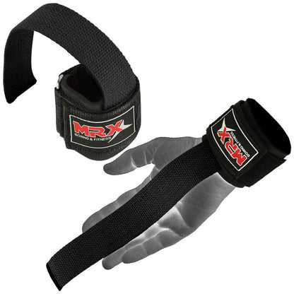 MRX Weight Lifting Bar Straps With Wrist Support Wraps Heavy Duty Bodybuilding Workout Gym Padded Strap Pair
