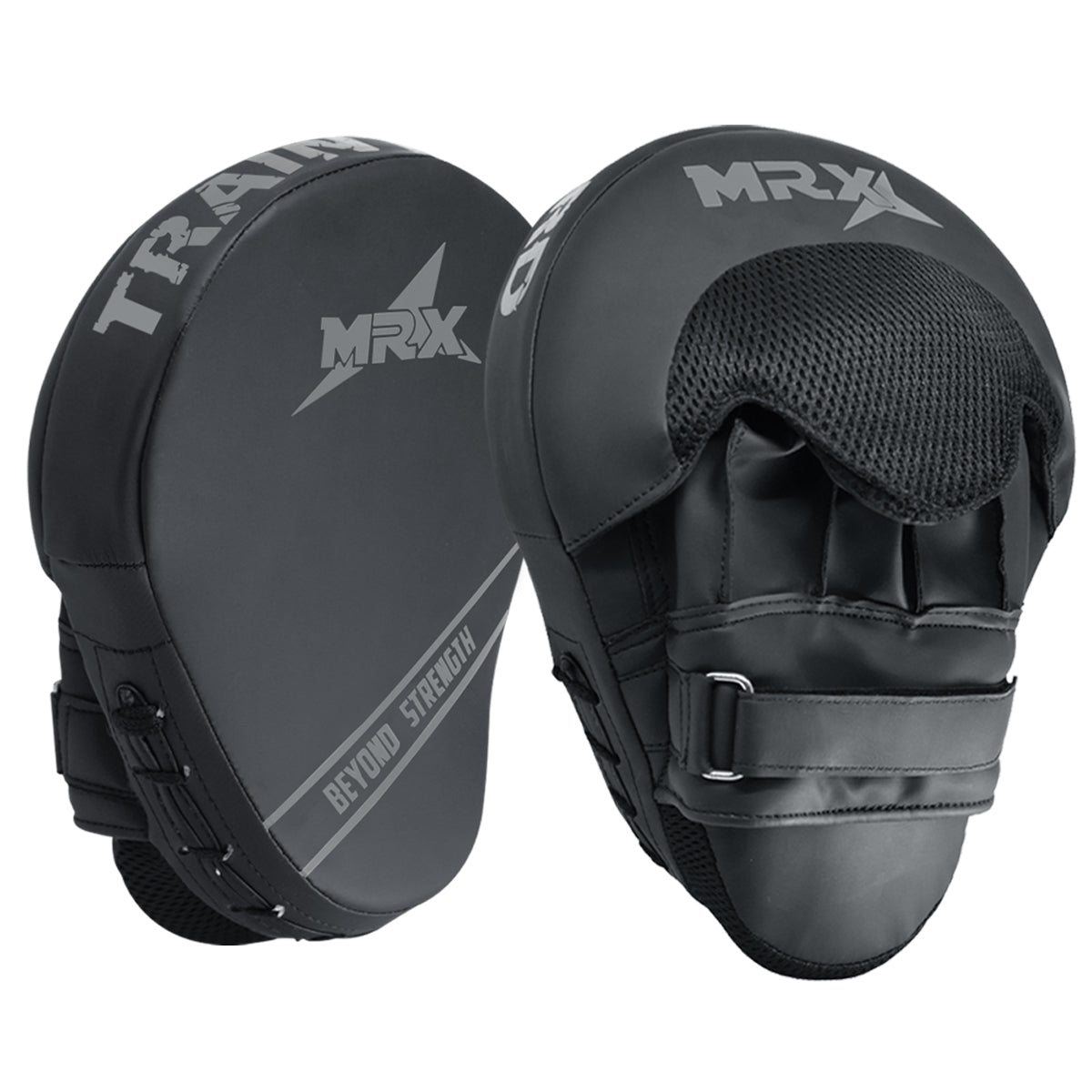 MRX Gel Tech Boxing Hook Jab Pads MMA Focus Punching Mitts Training Thai Kick Strike Shield Curved Pair Black