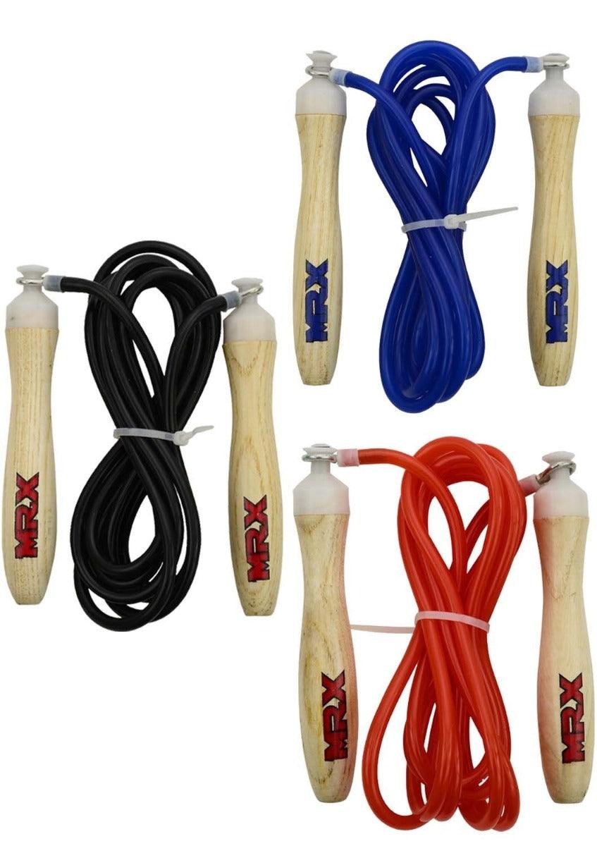 MRX JUMP ROPE 9' LONG PVC ROPE WITH WOOD HANDLE GYM WORKOUT SKIPPING ...