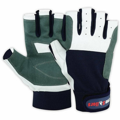 Sailing Gloves All Cut Fingers Glove Blue Green Amara Leather