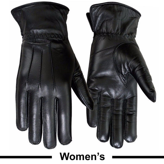 Ladies Warm Winter Dress And Work Gloves, Thermal Lining, Genuine Black Leather