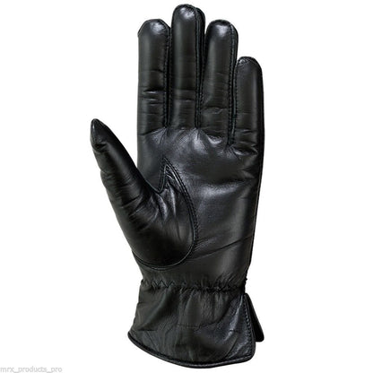 Ladies Warm Winter Dress And Work Gloves, Thermal Lining, Genuine Black Leather