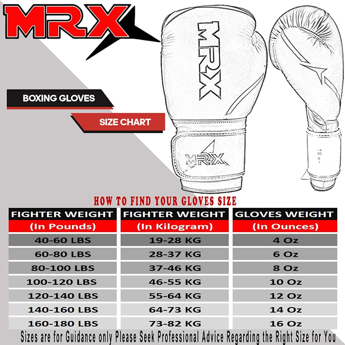MRX Boxing Gloves Fighting Sparring Training Adult Junior Black Red Blue