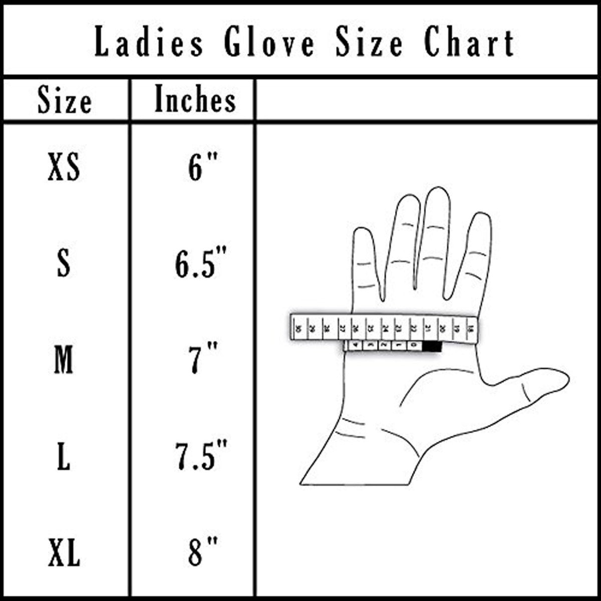 women leather winter gloves size chart