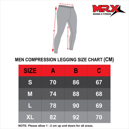 MRX Men's Compression Trouser Pant Base Layer Active Wear Black-Gray