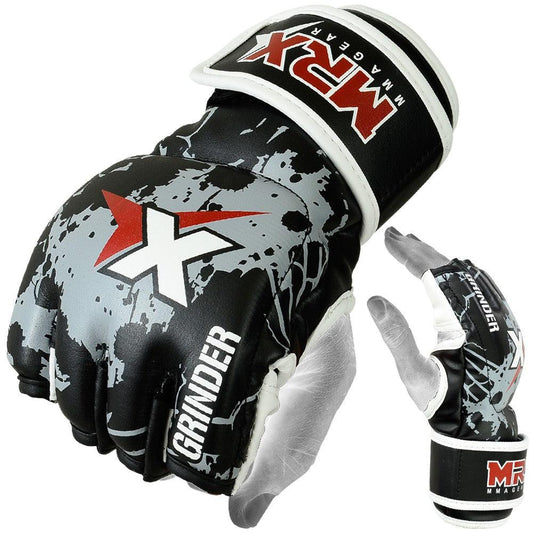 MRX Mma Fighting Grappling Gloves Black Gray - MRX Products 